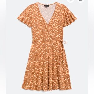 Orange Polka Dot Wrap Dress